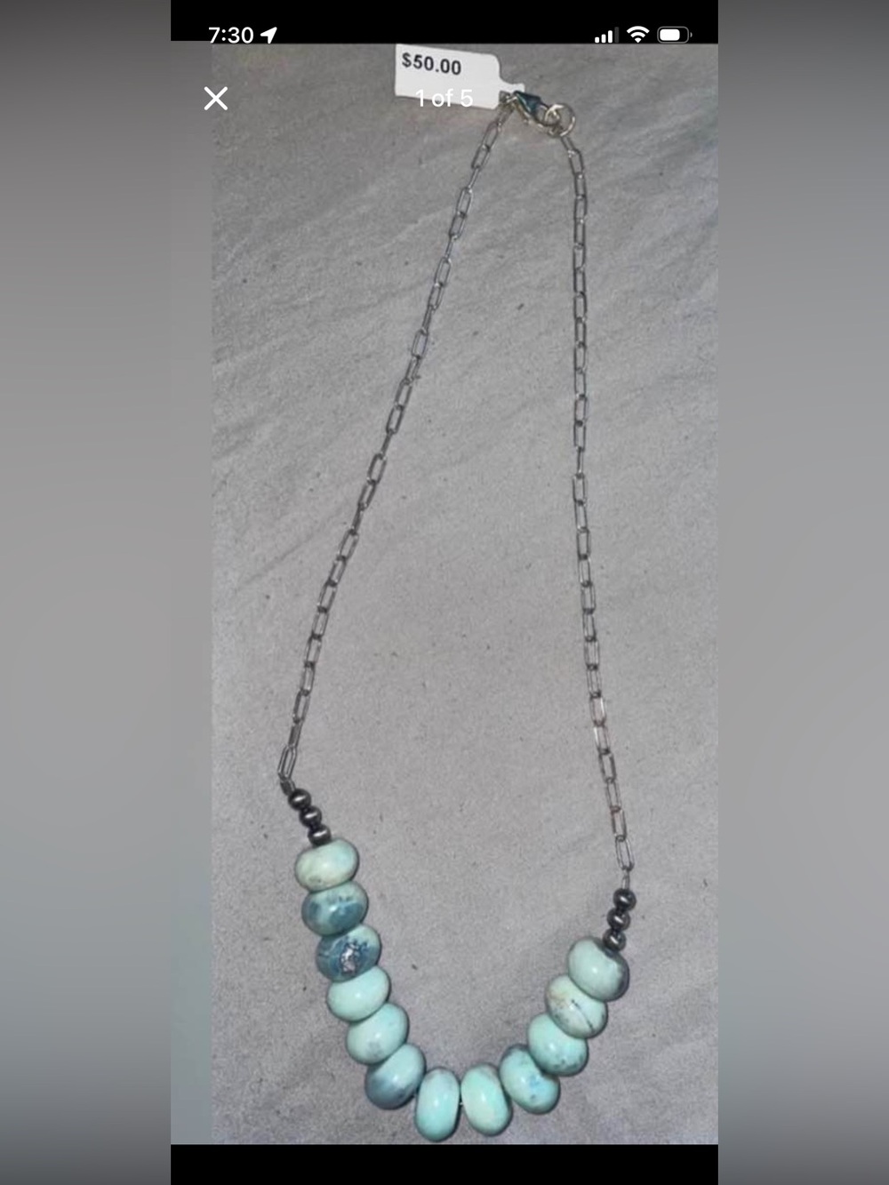 New paperclip w/faux turq beads necklace